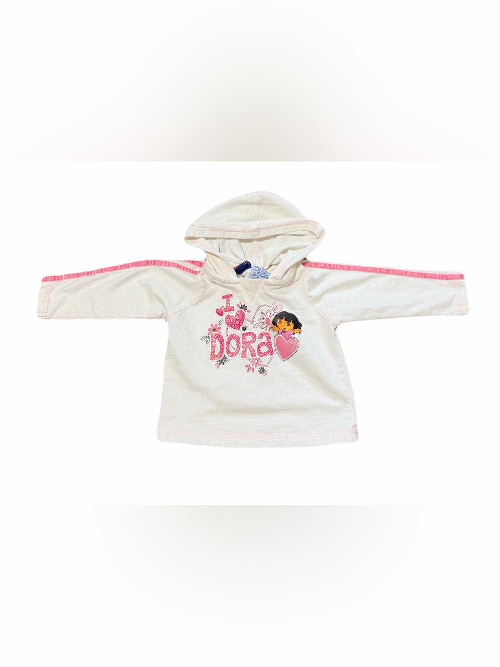 Vintage Y2K Dora the Explorer Toddler Girls Cream Pink Hooded Top Nick Jr 18M